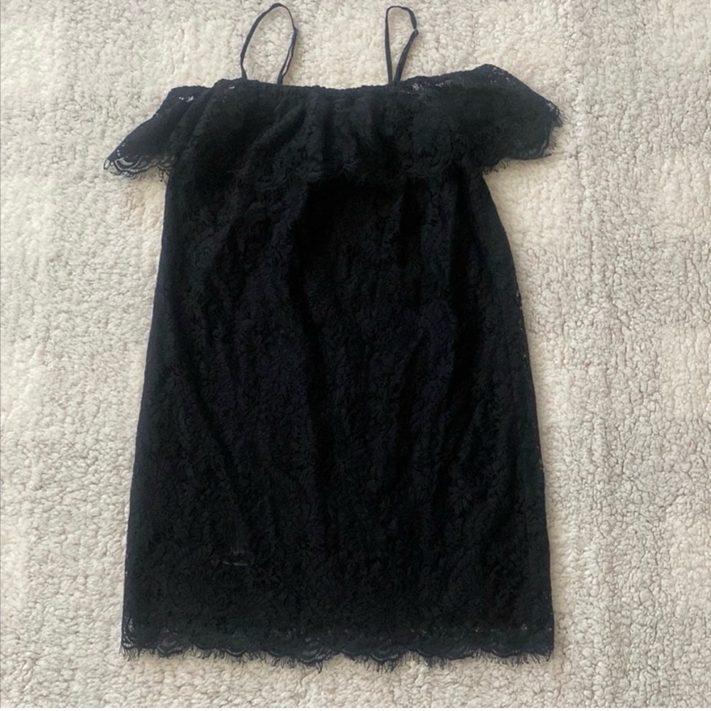 Madewell Black Lace Off-The-Shoulder Mini Dress - Size 00 - Picture 9 of 9